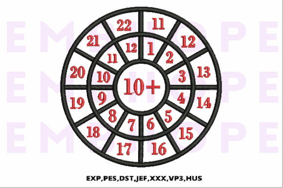 Addition Wheel 10: A Bright and Playful Embroidery Design for Kids’ Projects