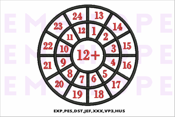 Addition Wheel 12: A Playful Seasonal Embroidery Design for Holiday Shoppers