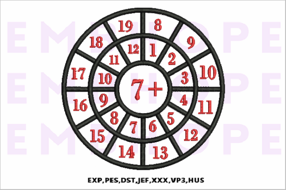 Addition Wheel 7: A Cheerful Embroidery Design for Educational Projects