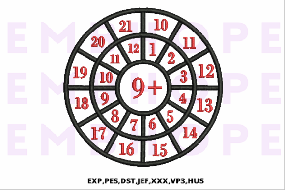 Addition Wheel 9: A Bright and Playful Embroidery Design for Personalized Gifts