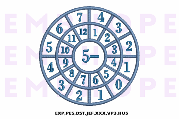Minus Wheel 5 – Bright and Cheery Math Embroidery for Kids