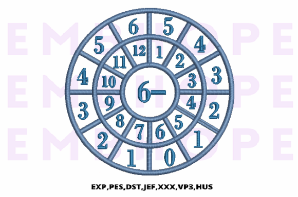Minus Wheel 6 - A Playful Embroidery Design for Kids and Classrooms