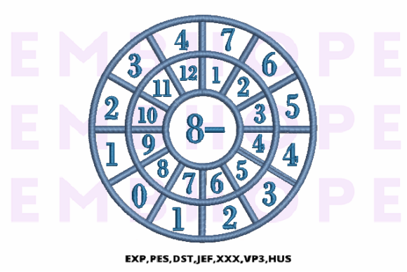 Minus Wheel 8 – A Cheerful Math-Themed Embroidery Design