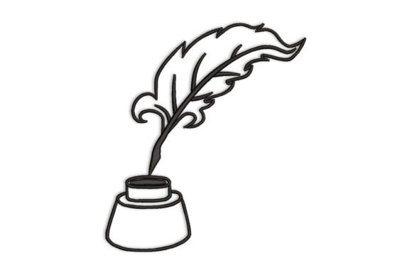 Quill Pen and Jar of Ink
